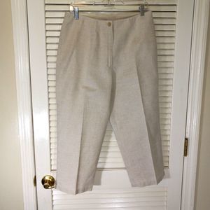 Liz Claiborne Linen Lizsport Capri Dress Pants Size 12 Beige Inseam 21" Casual
